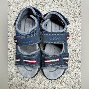 Geox Boy Size 12 Breathable Hook and Loop Blue Sandal Suede insole Open Toe Shoe